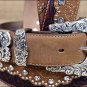 34 inch C50499 TONY LAMA BROWN KAITLYN CRYSTAL WESTERN LEATHER LADIES BELT