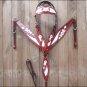 HILASON WESTERN CROCODILE LEATHER HORSE HEADSTALL BREAST COLLAR MAHOGANY