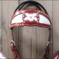 HILASON WESTERN CROCODILE LEATHER HORSE HEADSTALL BREAST COLLAR MAHOGANY