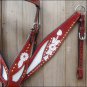 HILASON WESTERN CROCODILE LEATHER HORSE HEADSTALL BREAST COLLAR MAHOGANY