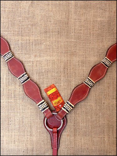 HILASON WESTERN RAWHIDE BRAIDED LEATHER HORSE BREAST COLLAR - MAHOGANY