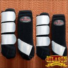 MEDIUM HILASON GLITTER SILVER HORSE FRONT REAR LEG PROTECTION SPORTS BOOTS 4 PCK