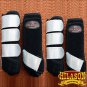 MEDIUM HILASON GLITTER SILVER HORSE FRONT REAR LEG PROTECTION SPORTS BOOTS 4 PCK