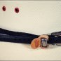 JUSTIN FENCED IN BLACK LEATHER HAT BAND W/ STRING OVERLAY SILVER BUCKLE