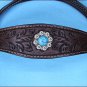 F42 HILASON WESTERN LEATHER HORSE HEADSTALL BREAST COLLAR BROWN TURQUOISE CONCHO