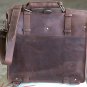 GLANOR TOUGH RUSTIC CHESTNUT BROWN VINTAGE LEATHER BRIEFCASE BACKPACK LAPTOP BAG