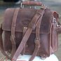 GLANOR TOUGH RUSTIC CHESTNUT BROWN VINTAGE LEATHER BRIEFCASE BACKPACK LAPTOP BAG