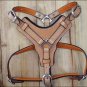 DH201-F HILASON TAN PADDED GENUINE LEATHER DOG HARNESS WITH MATCHING LEASH LRG