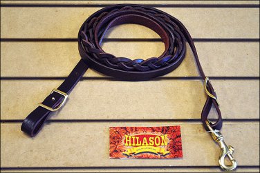 HILAOSN WESTERN THREE PLAITED BRAIDED CENTER LEATHER HORSE TACK OIL ROPING REIN