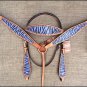 HILASON WESTERN LEATHER HORSE BRIDLE HEADSTALL BREAST COLLAR PURPLE ZEBRA