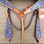 HILASON WESTERN LEATHER HORSE BRIDLE HEADSTALL BREAST COLLAR PURPLE ZEBRA