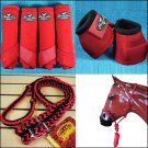 SMALL PROFESSIONAL CHOICE VENTECH SPORT BOOTS BELL HALTER REINS HORSE CRIMSON