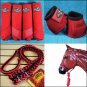 SMALL PROFESSIONAL CHOICE VENTECH SPORT BOOTS BELL HALTER REINS HORSE CRIMSON