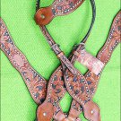 HILASON WESTERN LEATHER HORSE ONE EAR BRIDLE HEADSTALL BREAST COLLAR MAHOGANY