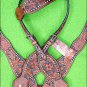HILASON WESTERN LEATHER HORSE ONE EAR BRIDLE HEADSTALL BREAST COLLAR MAHOGANY