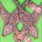 HILASON WESTERN LEATHER HORSE ONE EAR BRIDLE HEADSTALL BREAST COLLAR MAHOGANY
