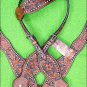 HILASON WESTERN LEATHER HORSE ONE EAR BRIDLE HEADSTALL BREAST COLLAR MAHOGANY