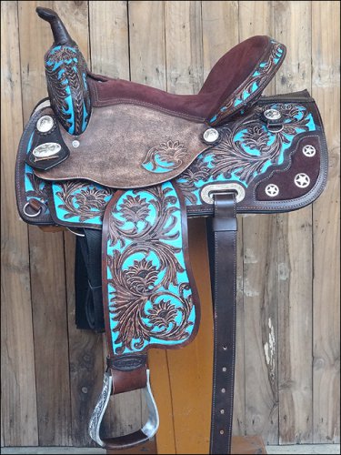 OS204RO 15" HILASON WESTERN LEATHER BARREL RACING TRAIL PLEASURE HORSE SADDLE