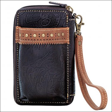 AMERICAN WEST BANDANA CASTLE ROCK LADIES CELL PHONE CASE WALLET PURSE BAG TAN