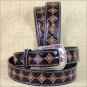 44 x 1 1/2" 3D DARK BROWN MENS FLOWER PATTERN WESTERN FASHION LEATHER BELT