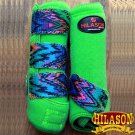 SMALL HILASON ZIGZAG LIME HORSE FRONT LEG PROTECTION ULTIMATE SPORTS BOOT PAIR