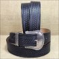 36 inch JUSTIN BLACK BASKET WEAVE BRONCO LEATHER BELT REMOVABLE SILVER BUCKLE
