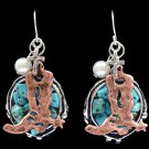 3D JUSTIN COPPER TONE BOOT LADIES NICKEL FREE WOMAN EARRINGS W/ SILVER HOOKS