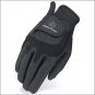 07 SIZE HERITAGE ELITE SHOW HORSE RIDING EQUESTRIAN GLOVE LYCRA LEATHER BLACK
