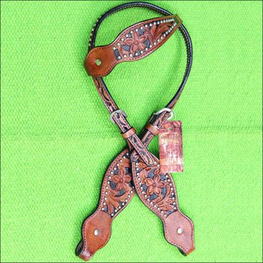HILASON WESTERN LEATHER HORSE ONE EAR BRIDLE HEADSTALL MAHOGANY