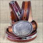JUSTIN BOY'S TAN WESTERN LEATHER RIBBON BELT COWBOY