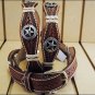 JUSTIN IRON SCALLOP TOOLED WESTERN LEATHER MAN'S BELT BROWN WITH CONCHO