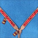 HILASON WESTERN LEATHER HORSE BREAST COLLAR TAN W/ RED BLACK DOTS INLAY