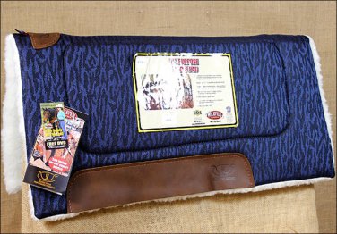 WEAVER SHOCKWAVE BLUE ALL PURPOSE HORSE SADDLE PAD MAIZE FLEECE BOTTOM