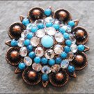 TURQUOISE CLEAR RHINESTONE CRYSTAL CONCHO BLING HEADSTALL TACK COWGIRL