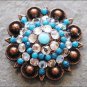 TURQUOISE CLEAR RHINESTONE CRYSTAL CONCHO BLING HEADSTALL TACK COWGIRL