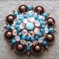 TURQUOISE CLEAR RHINESTONE CRYSTAL CONCHO BLING HEADSTALL TACK COWGIRL