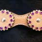 S503 HILASON WESTERN LEATHER HORSE BREAST COLLAR TAN W/ PURPLE RHINESTONES