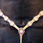S503 HILASON WESTERN LEATHER HORSE BREAST COLLAR TAN W/ PURPLE RHINESTONES