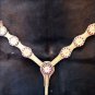 S503 HILASON WESTERN LEATHER HORSE BREAST COLLAR TAN W/ PURPLE RHINESTONES