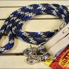 R31 HILASON WESTERN HORSE TACK THREE TONE POLY ROPE REIN W/ NICKEL PLATED SNAPS