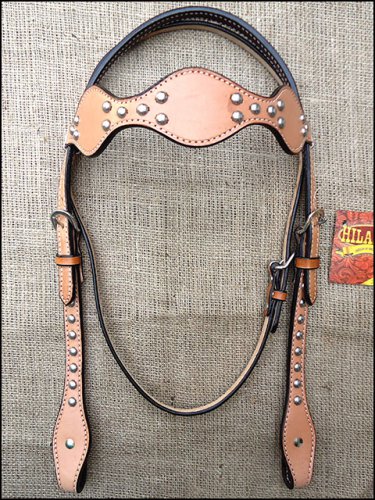 S309 NEW HILASON WESTERN LEATHER HORSE BRIDLE HEADSTALL TAN