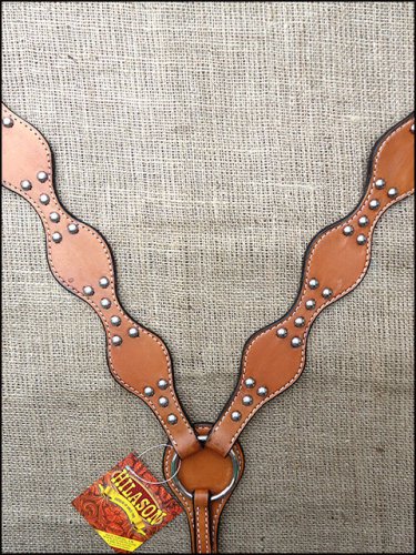 S309 NEW HILASON WESTERN LEATHER HORSE BREAST COLLAR TAN