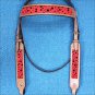 HILASON WESTERN LEATHER HORSE BRIDLE HEADSTALL TAN W/ RED BLACK DOTS INLAY