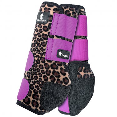 SMALL CLASSIC EQUINE LEGACY SYSTEM HORSE LEG NEOPRENE FRONT BOOTS CHEETAH VIOLET