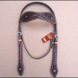 HILASON WESTERN LEATHER HORSE BREAST COLLAR HEADSTALL BROWN W/ RED FRINGES