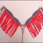 HILASON WESTERN LEATHER HORSE BREAST COLLAR HEADSTALL BROWN W/ RED FRINGES