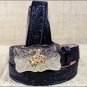 0189C 22 x 1 INCH JUSTIN BLACK BOY'S WESTERN EMBOSSED COWHIDE LEATHER BELT