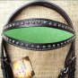 HILASON WESTERN LEATHER HORSE BRIDE HEADSTALL BLACK W/ LIME GREEN INLAY