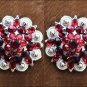 C31 SET OF 2 PINK RED CRYSTAL 1-1/4in. BERRY CONCHO RHINESTONE TACK SADDLE