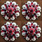 C31 SET OF 2 PINK RED CRYSTAL 1-1/4in. BERRY CONCHO RHINESTONE TACK SADDLE